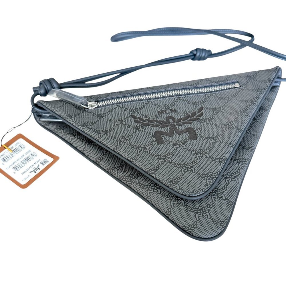MCM GRAY Canvas and leather Triangle Shoulder‎ Bag